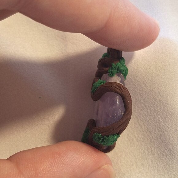 Artisan Handmade Chevron Amethyst Polymer Clay Branches Pendant - Picture 6 of 6